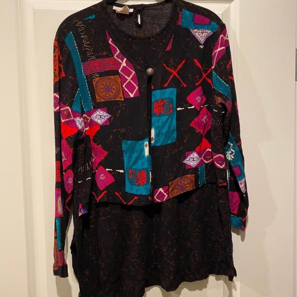 Vintage DK Gold By Textured Multicolor Top